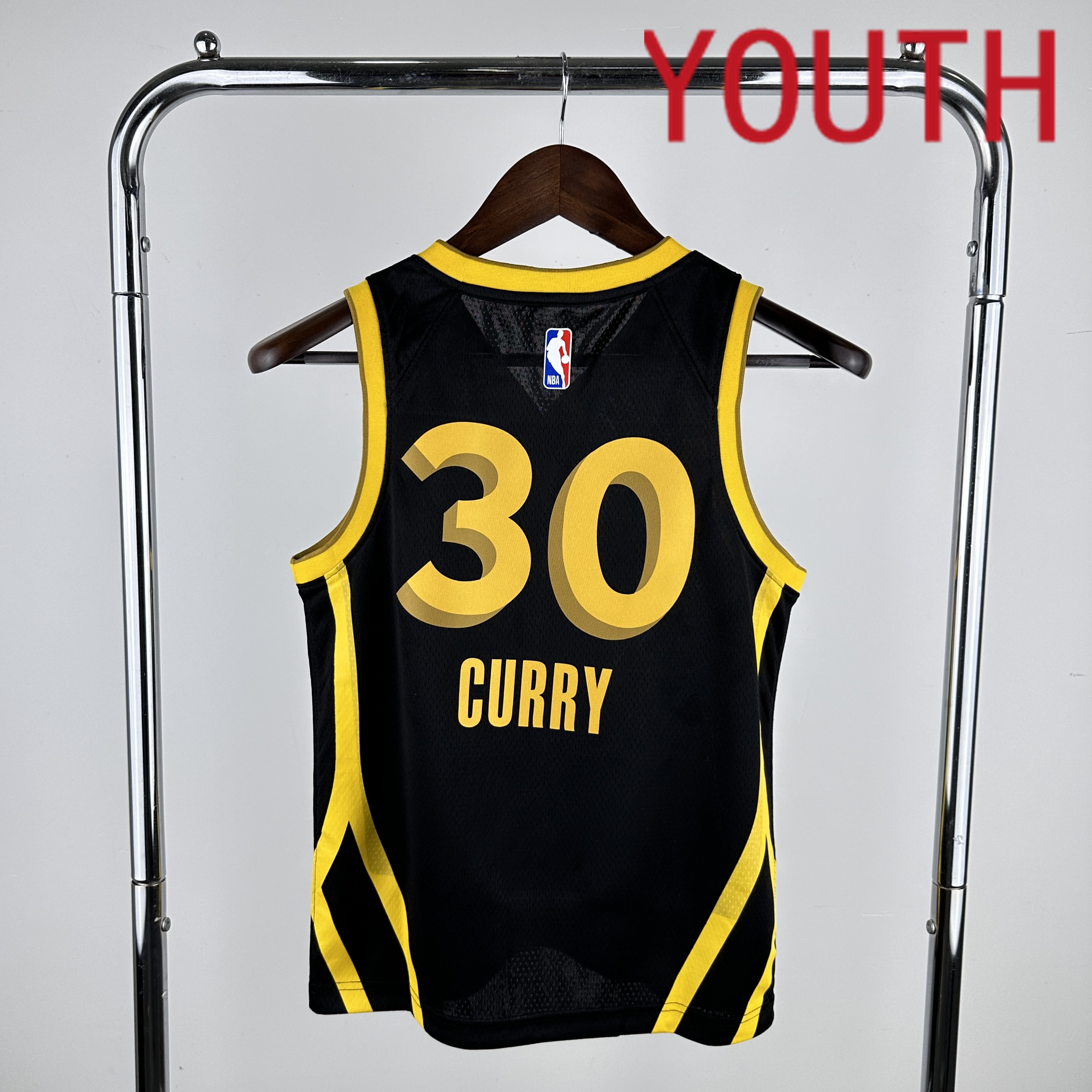 Youth Golden State Warriors 30 Curry Black Nike 2024 NBA Jersey
